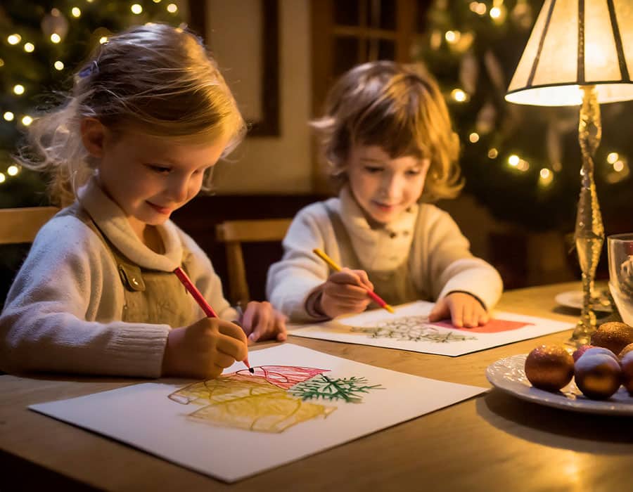 Děti malují vánoční přání