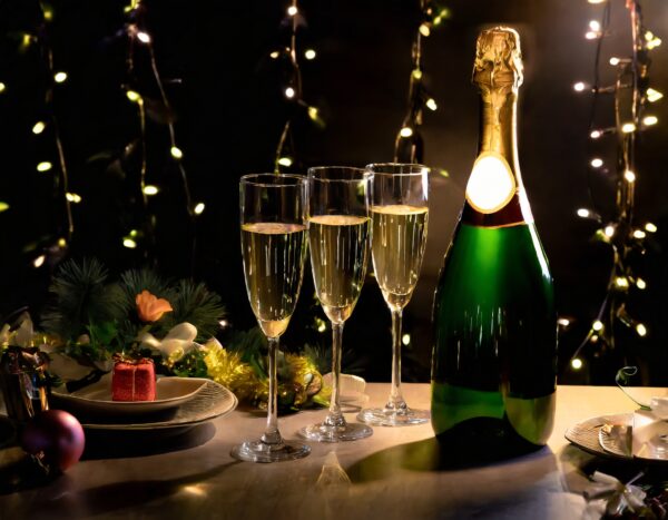 Šampaňské při silvestrovské oslavě